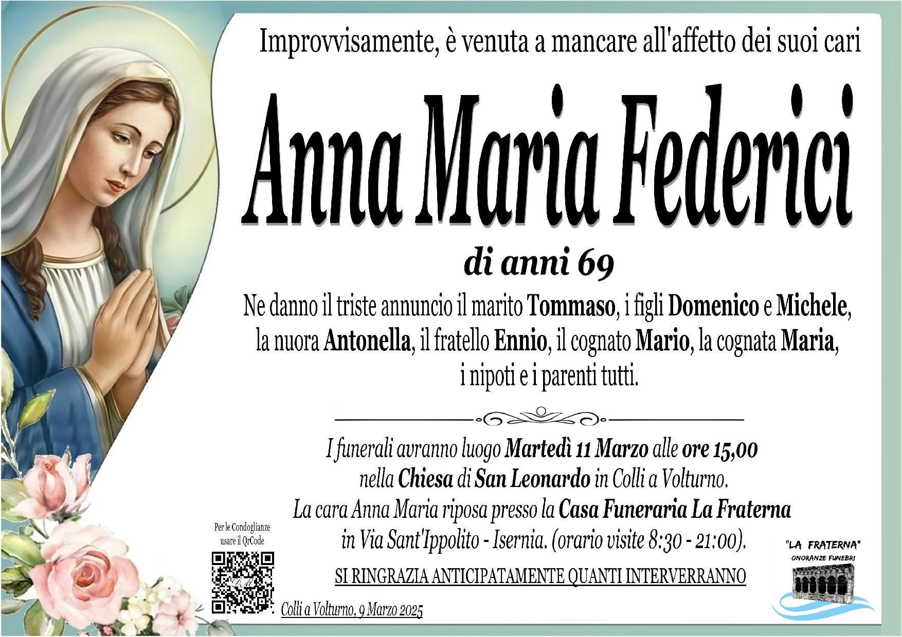 necrologio Anna Maria Federici