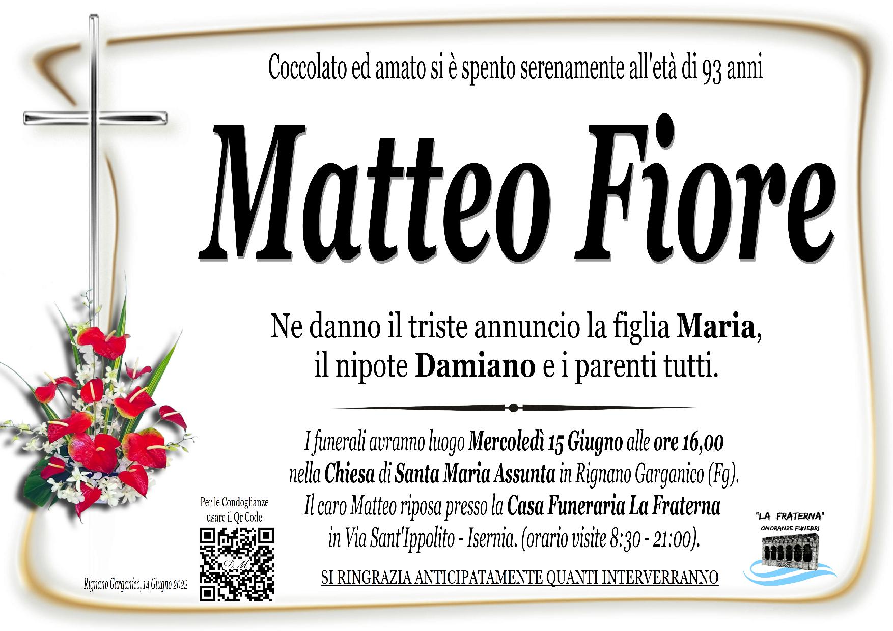 necrologio Matteo Fiore