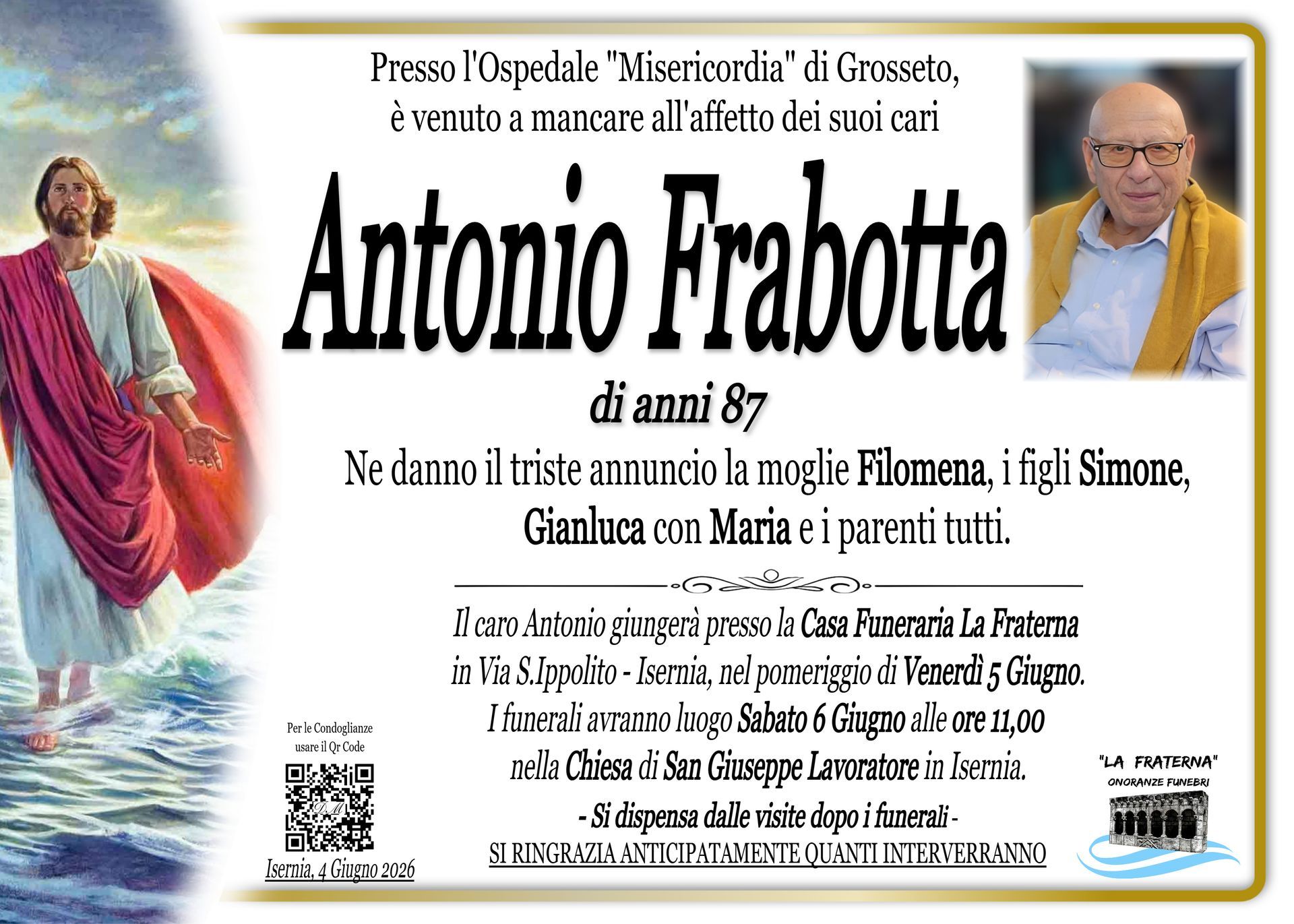 necrologio Antonio Frabotta