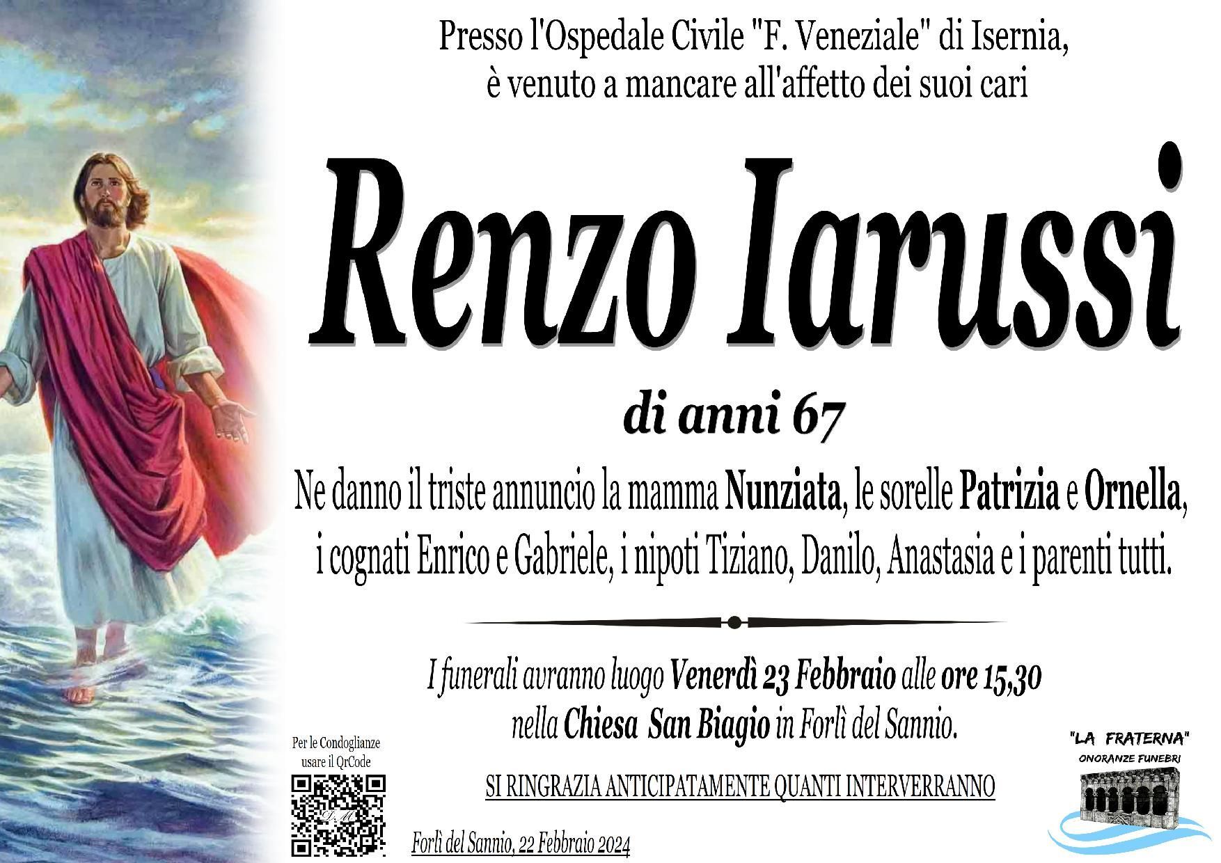 necrologio Renzo Iarussi