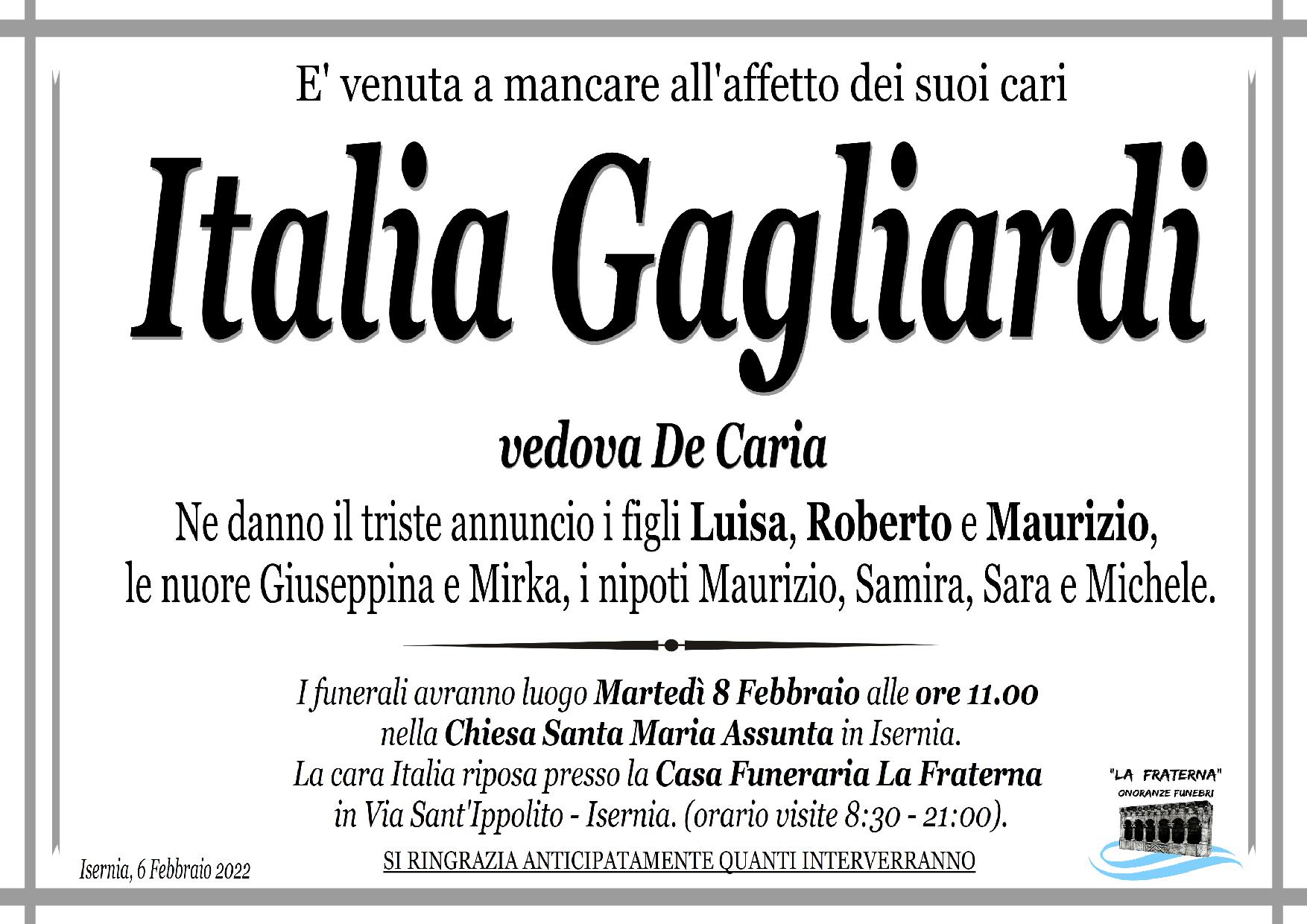 necrologio Italia Gagliardi