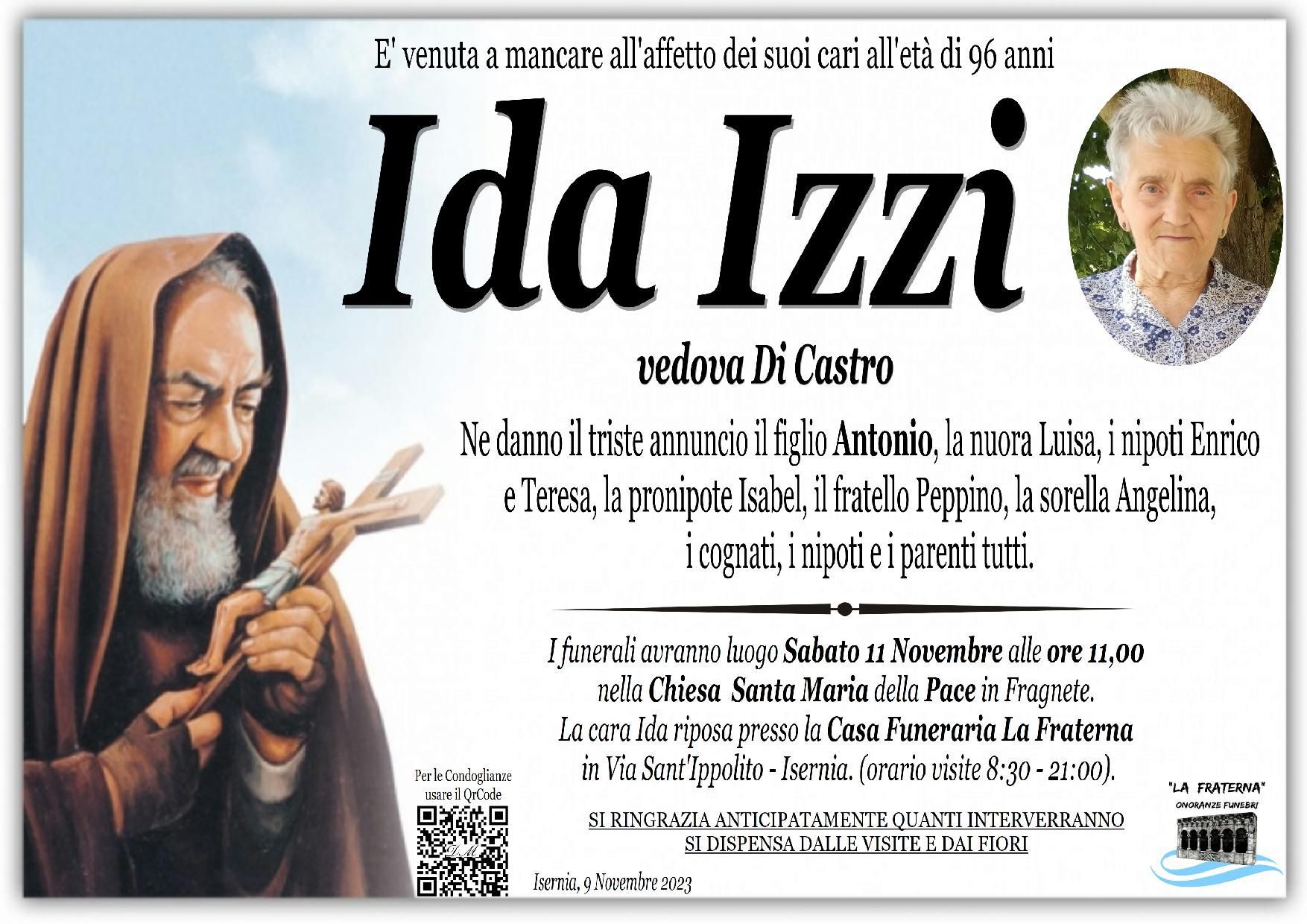 necrologio Ida Izzi