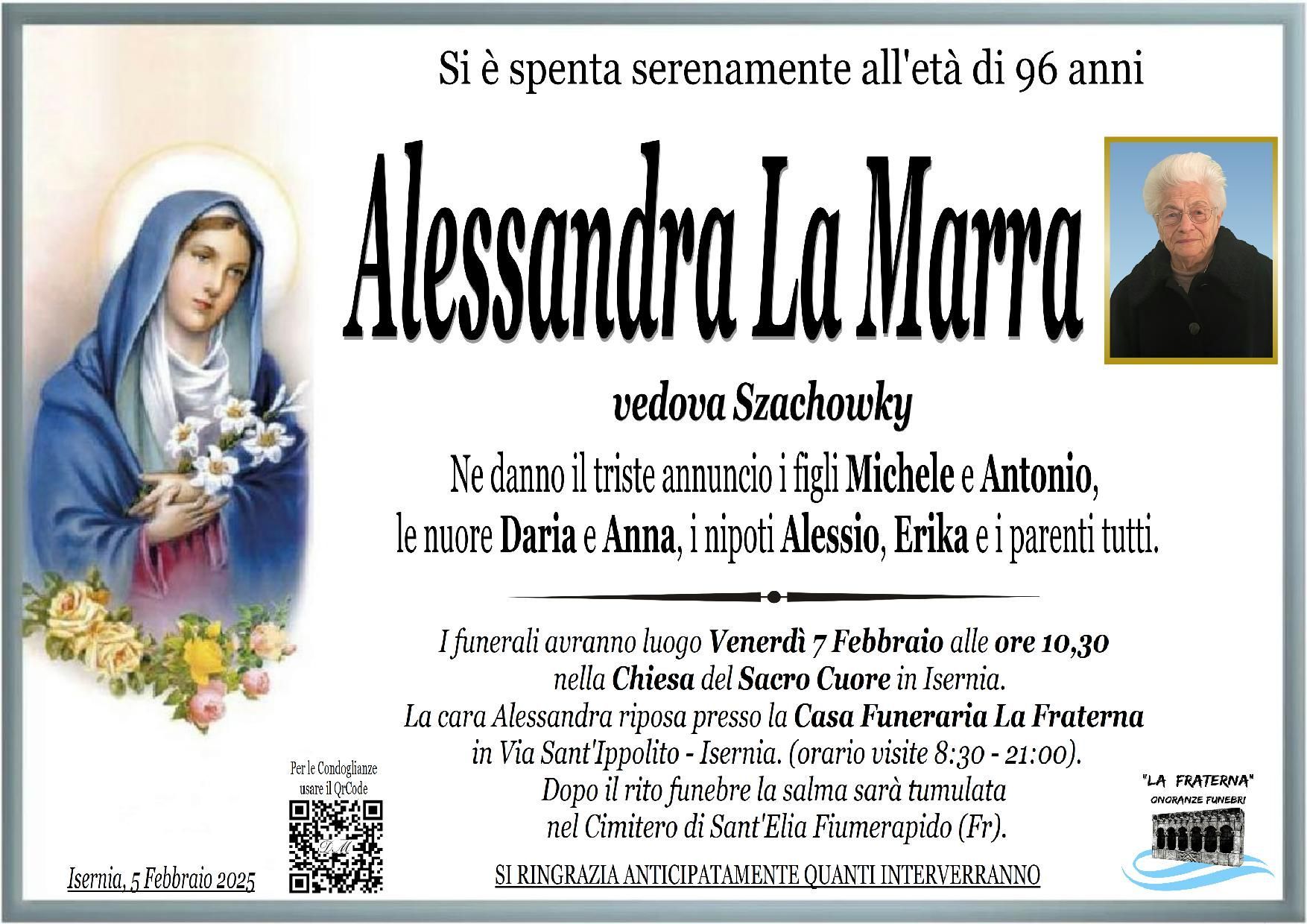necrologio Alessandra La Marra