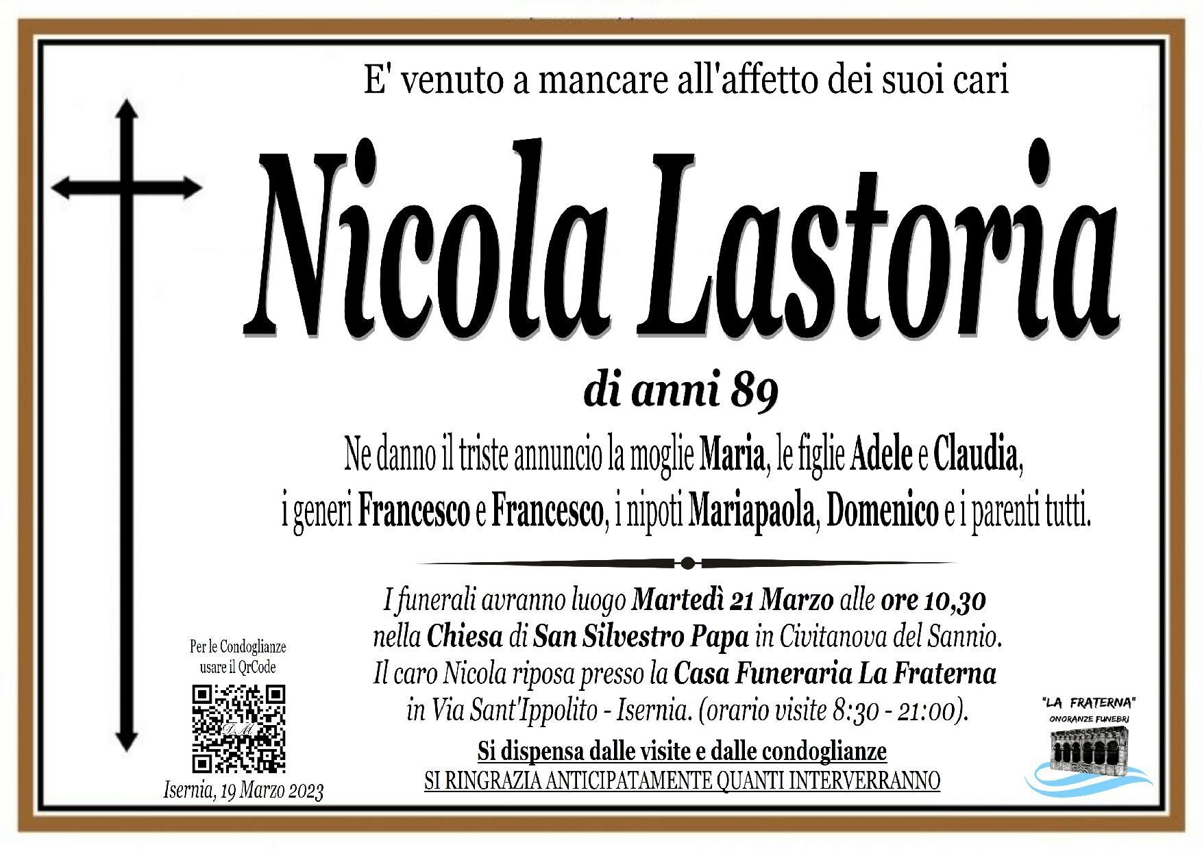 necrologio Lastoria Nicola