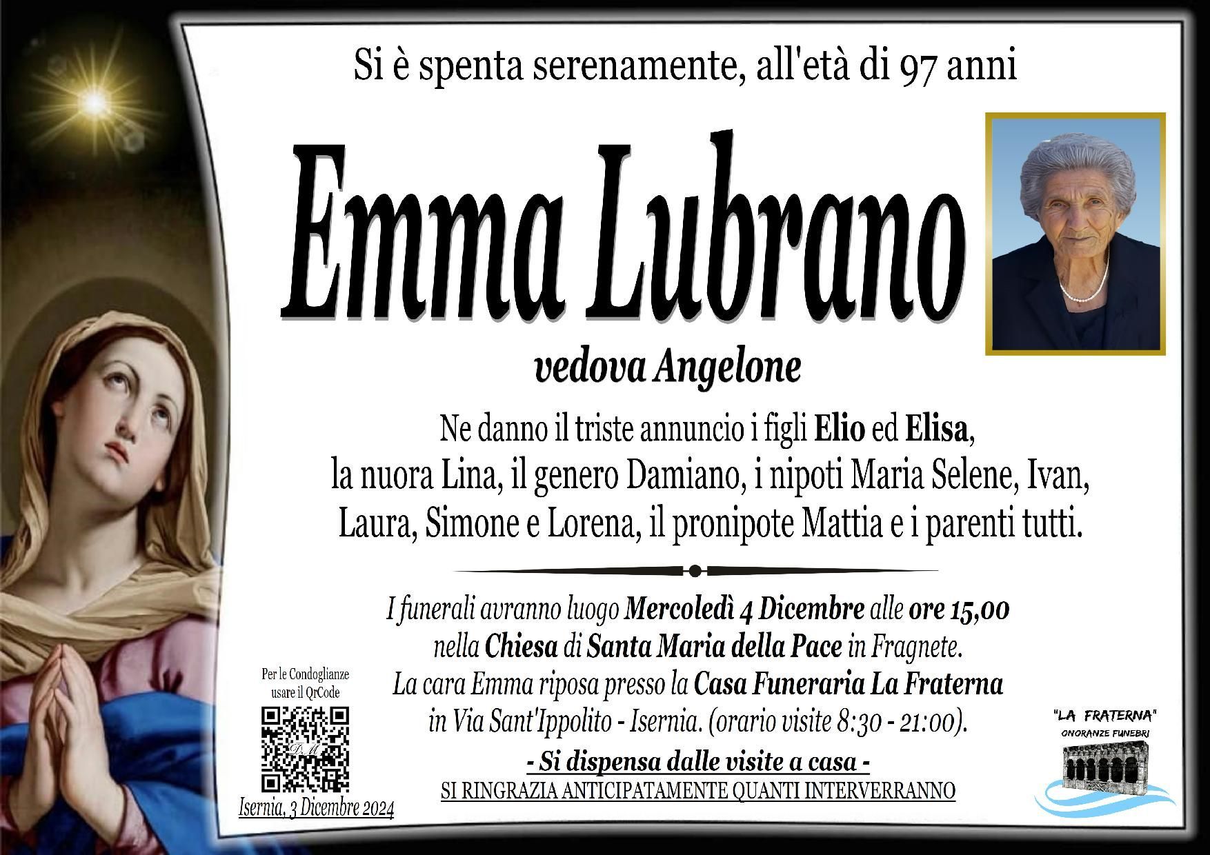 necrologio Emma Lubrano
