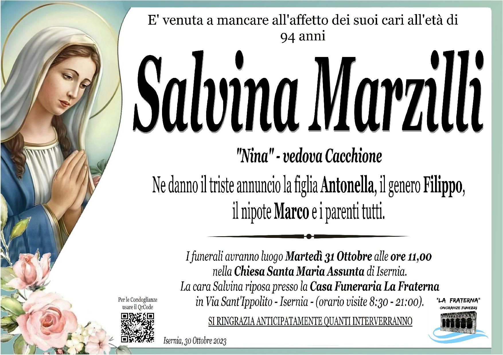 necrologio Salvina Marzilli