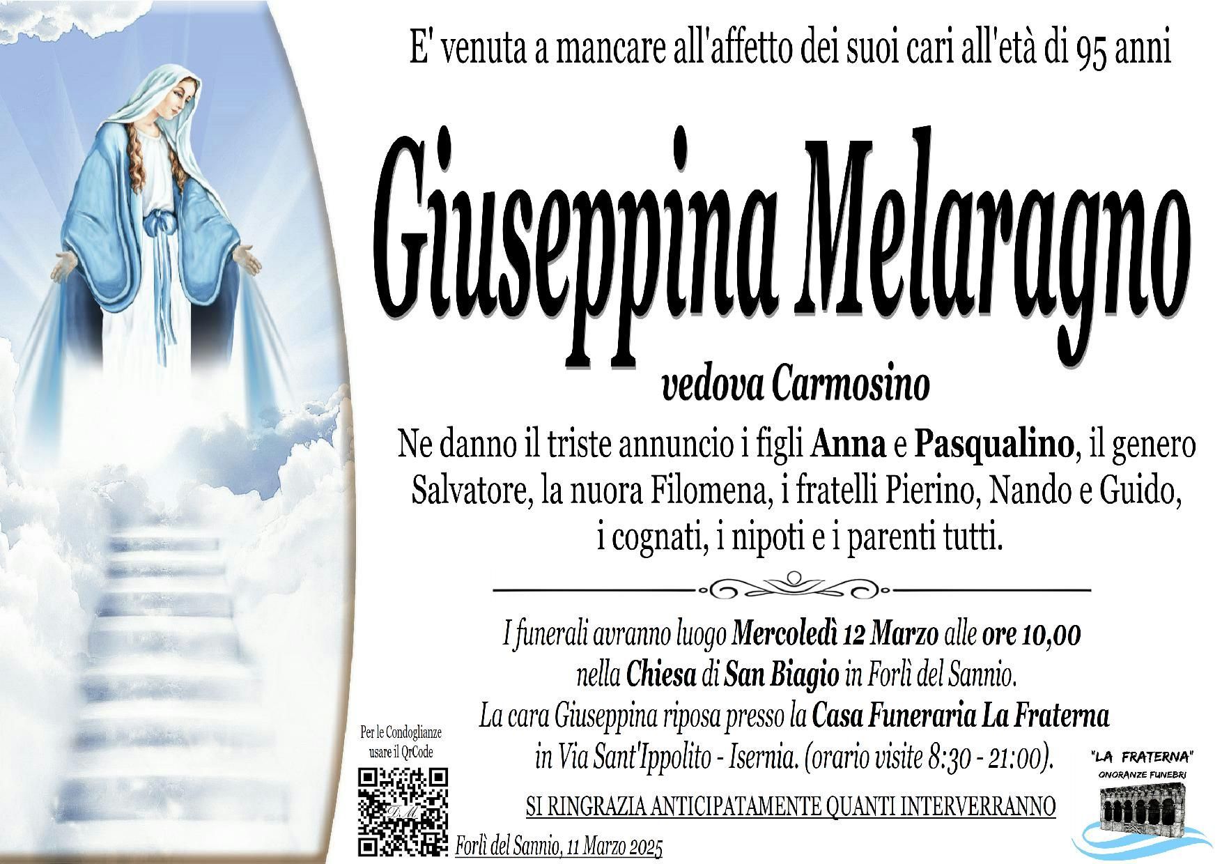 necrologio Giuseppina Melaragno