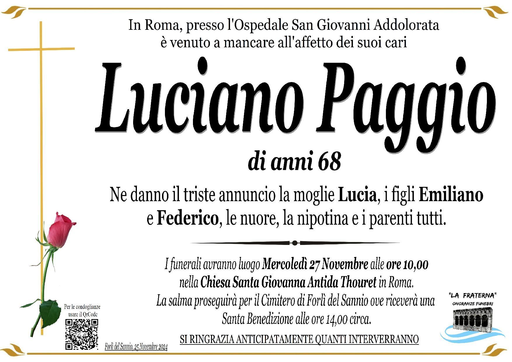 necrologio Luciano Paggio