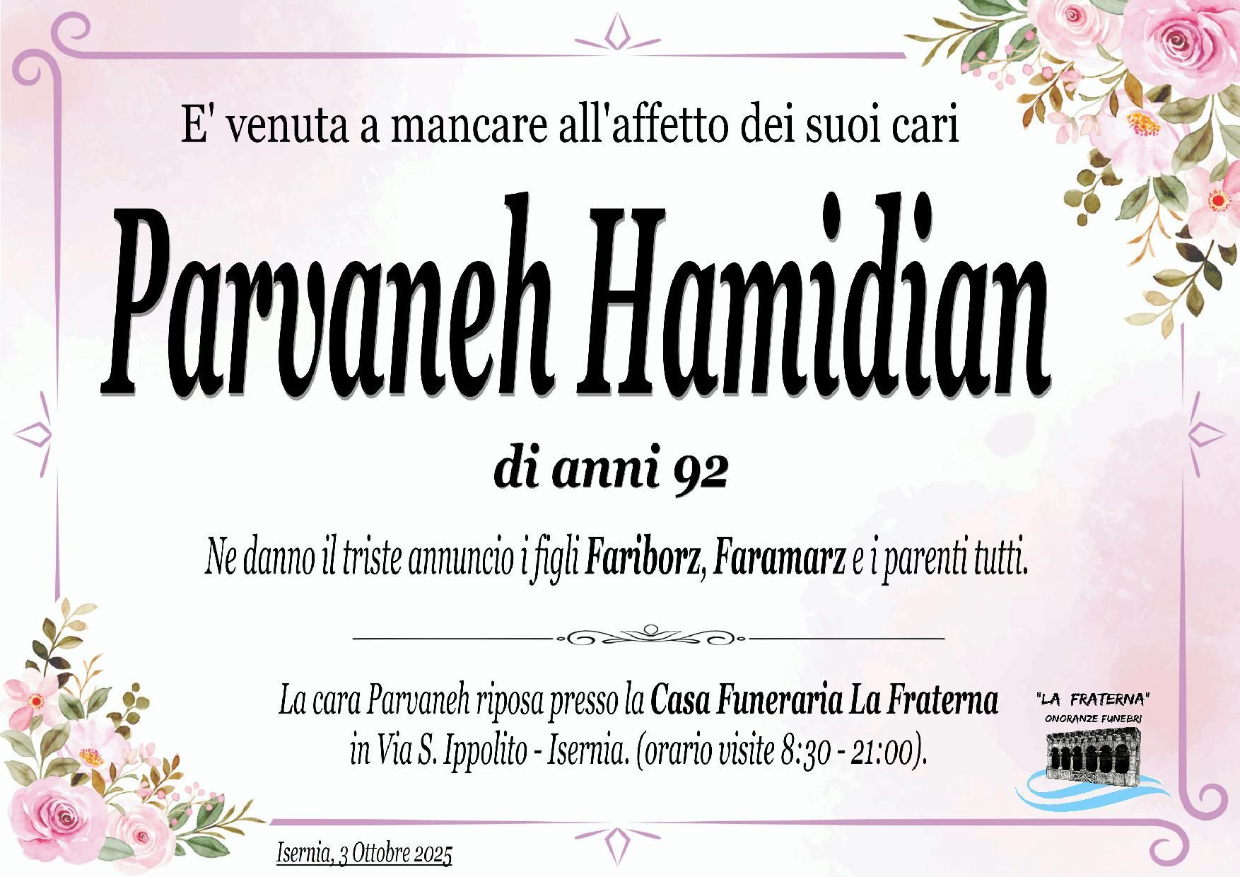 necrologio Parvaneh Hamdian