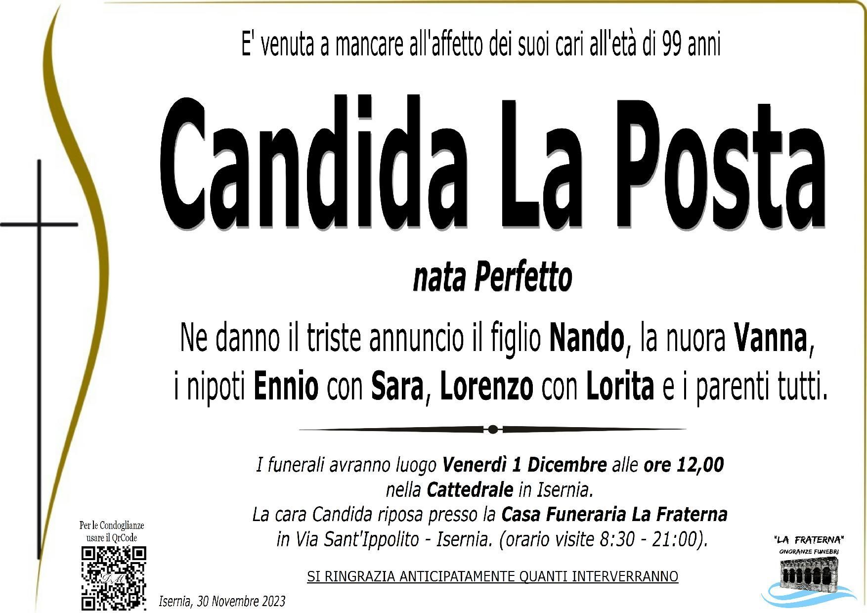 necrologio Candida La Posta