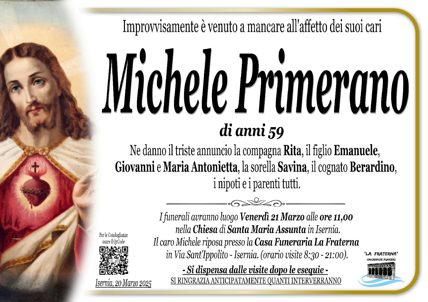necrologio Michele Primerano