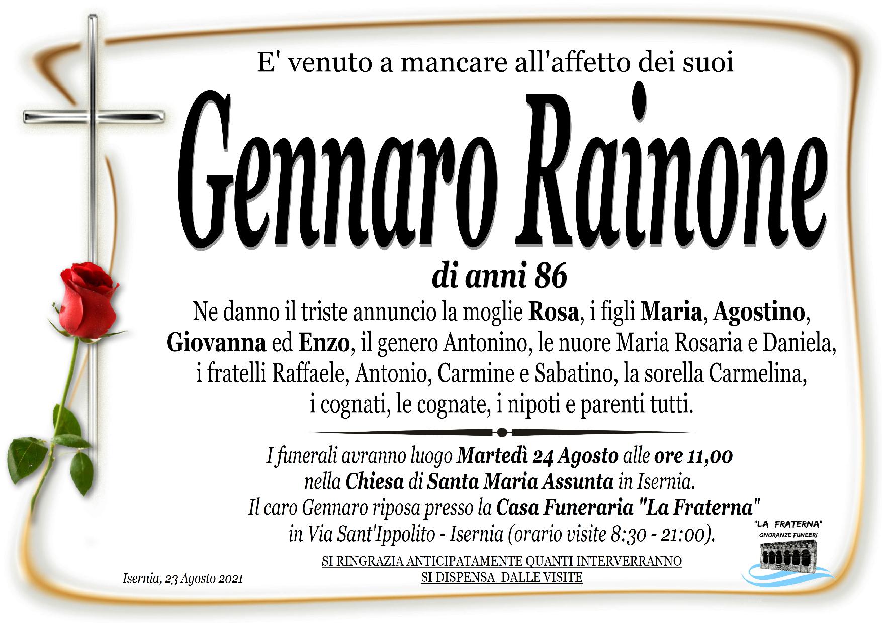 necrologio GENNARO RAINONE