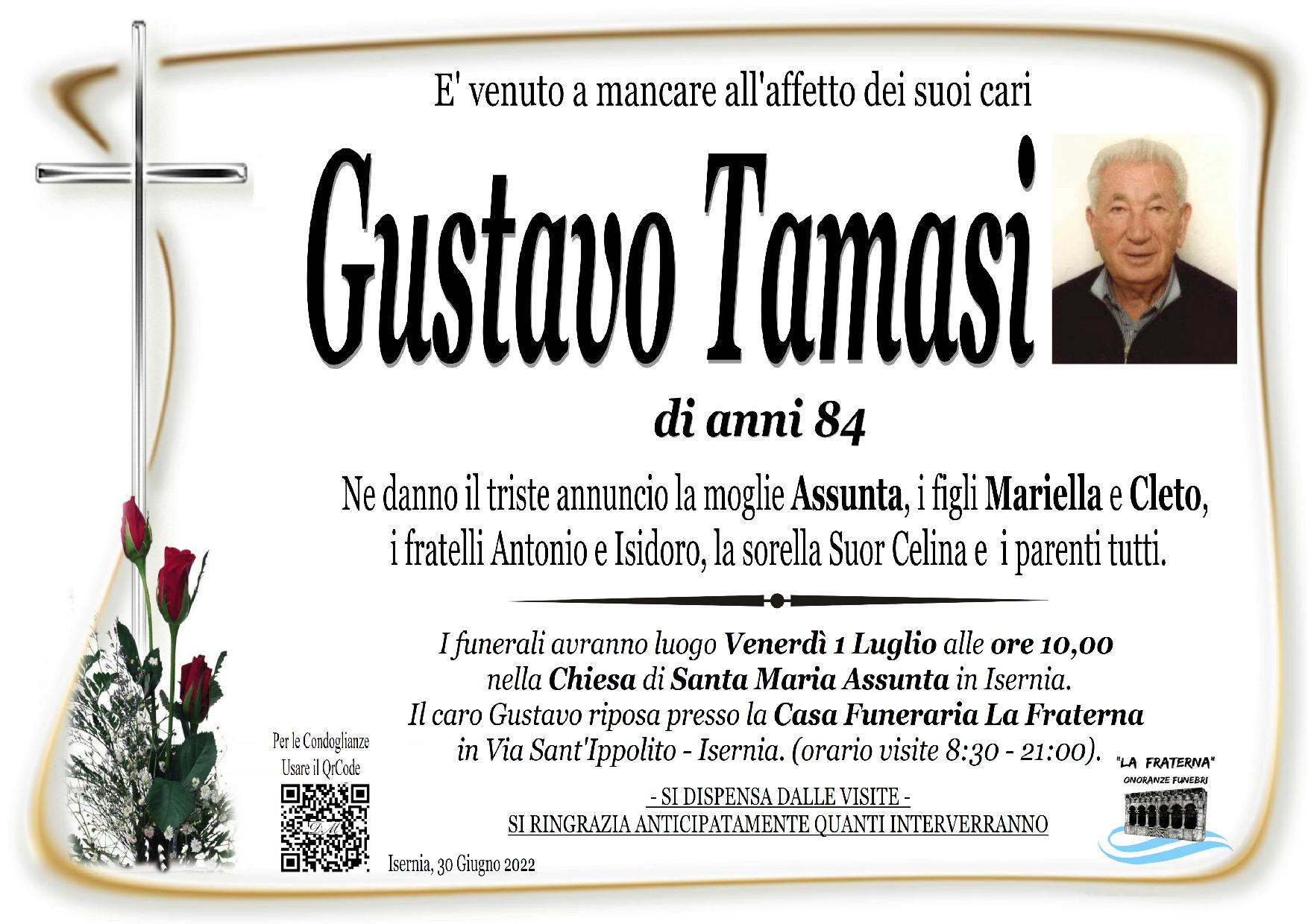 necrologio Gustavo Tamasi