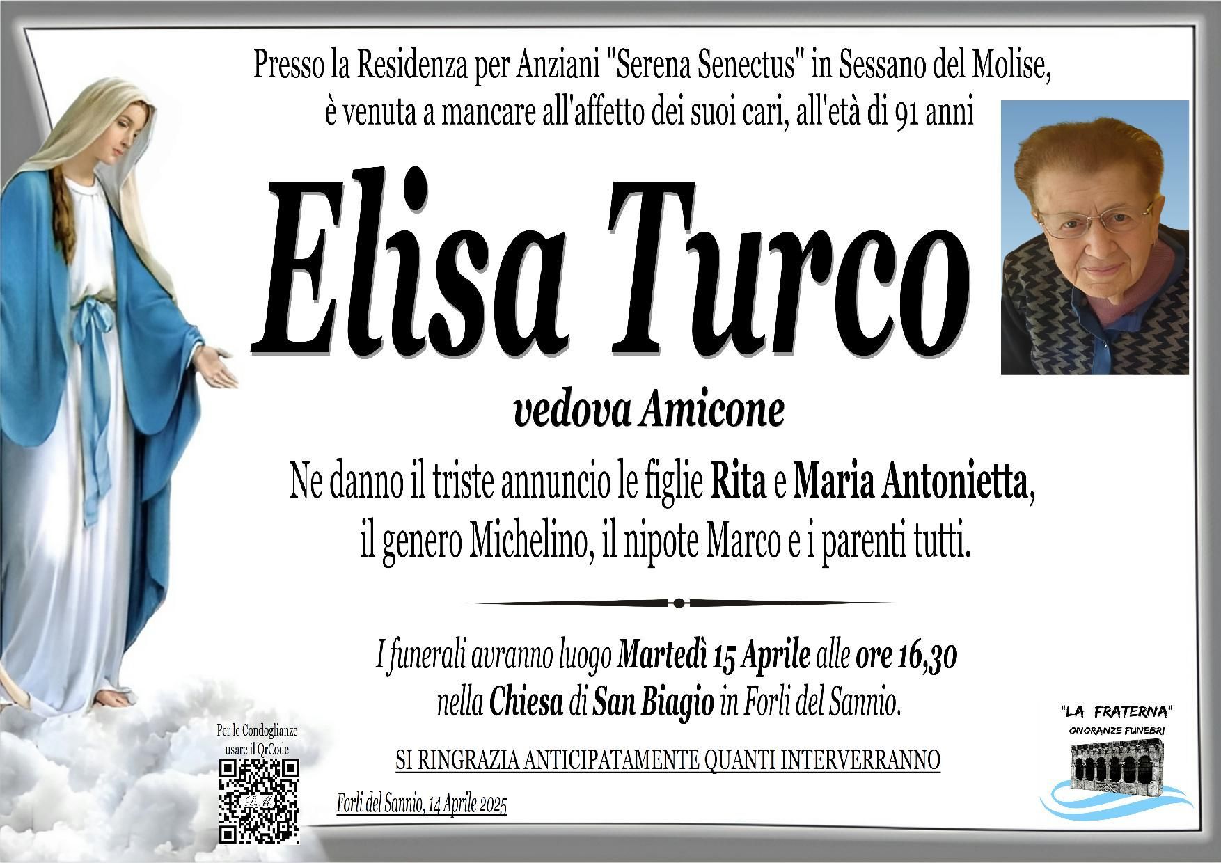 necrologio Elisa Turco