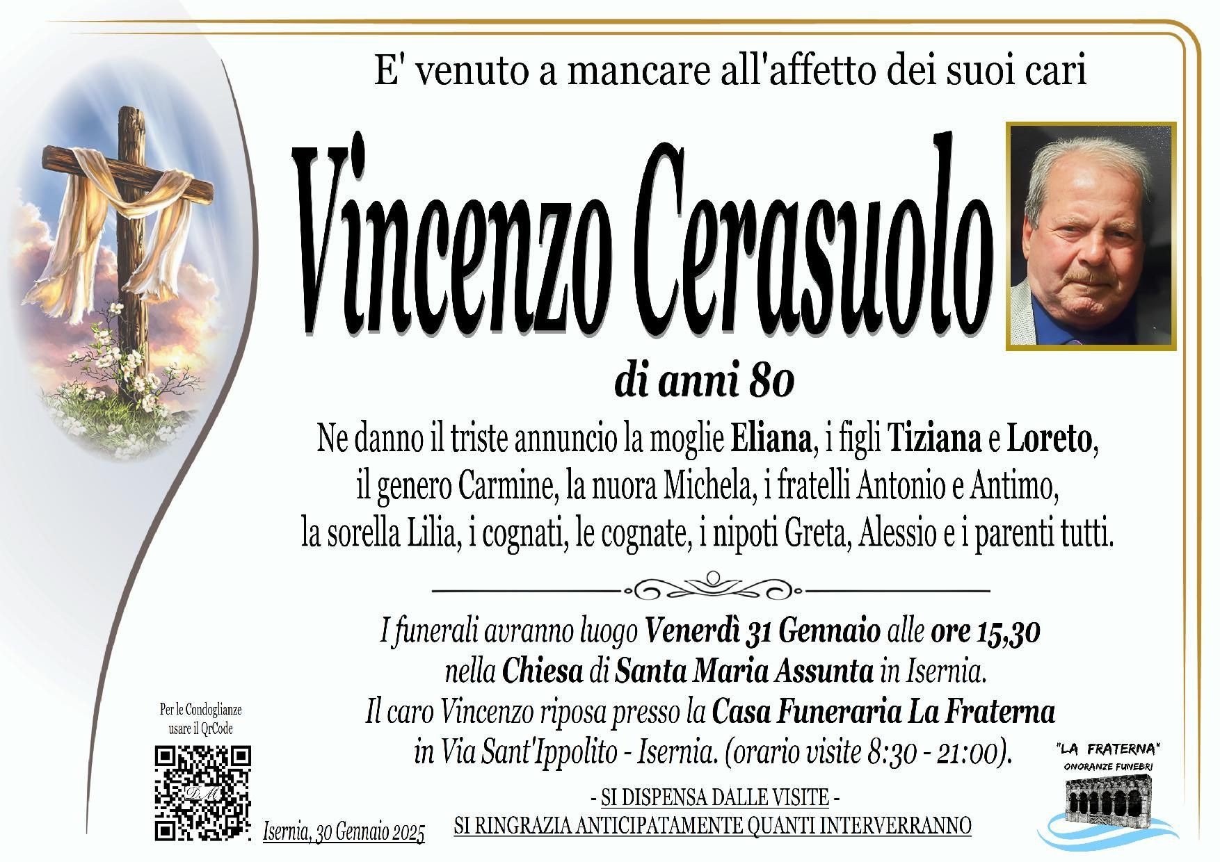 necrologio Vincenzo Cerasuolo