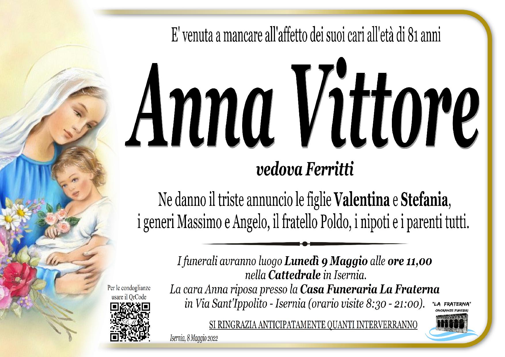 necrologio Anna Vittore