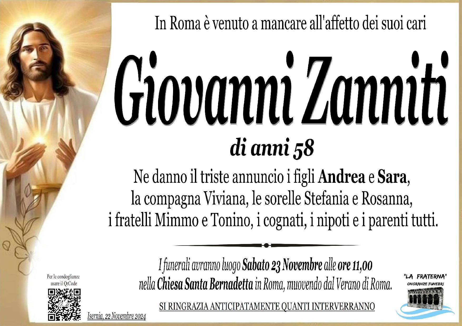 necrologio Giovanni Zanniti
