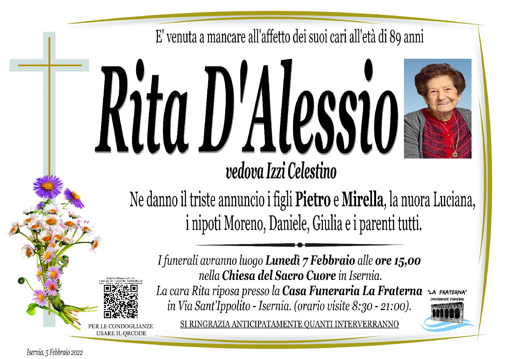 necrologio Rita D'Alessio