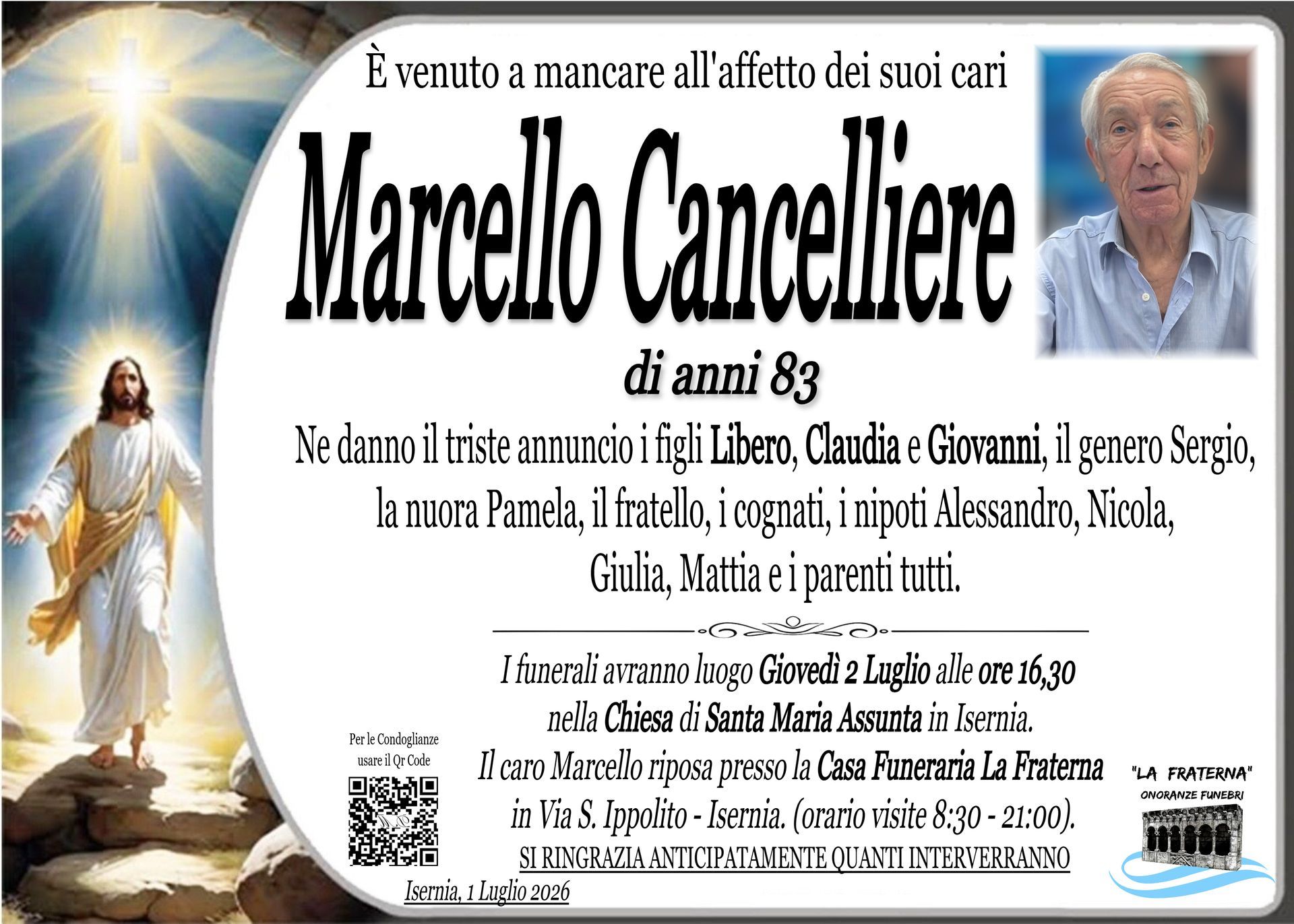 necrologio Marcello Cancelliere