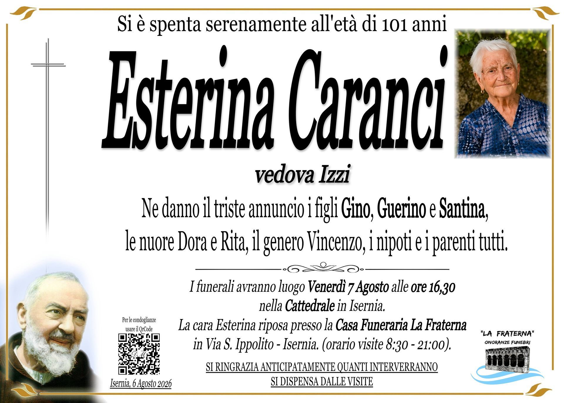 necrologio Esterina Caranci