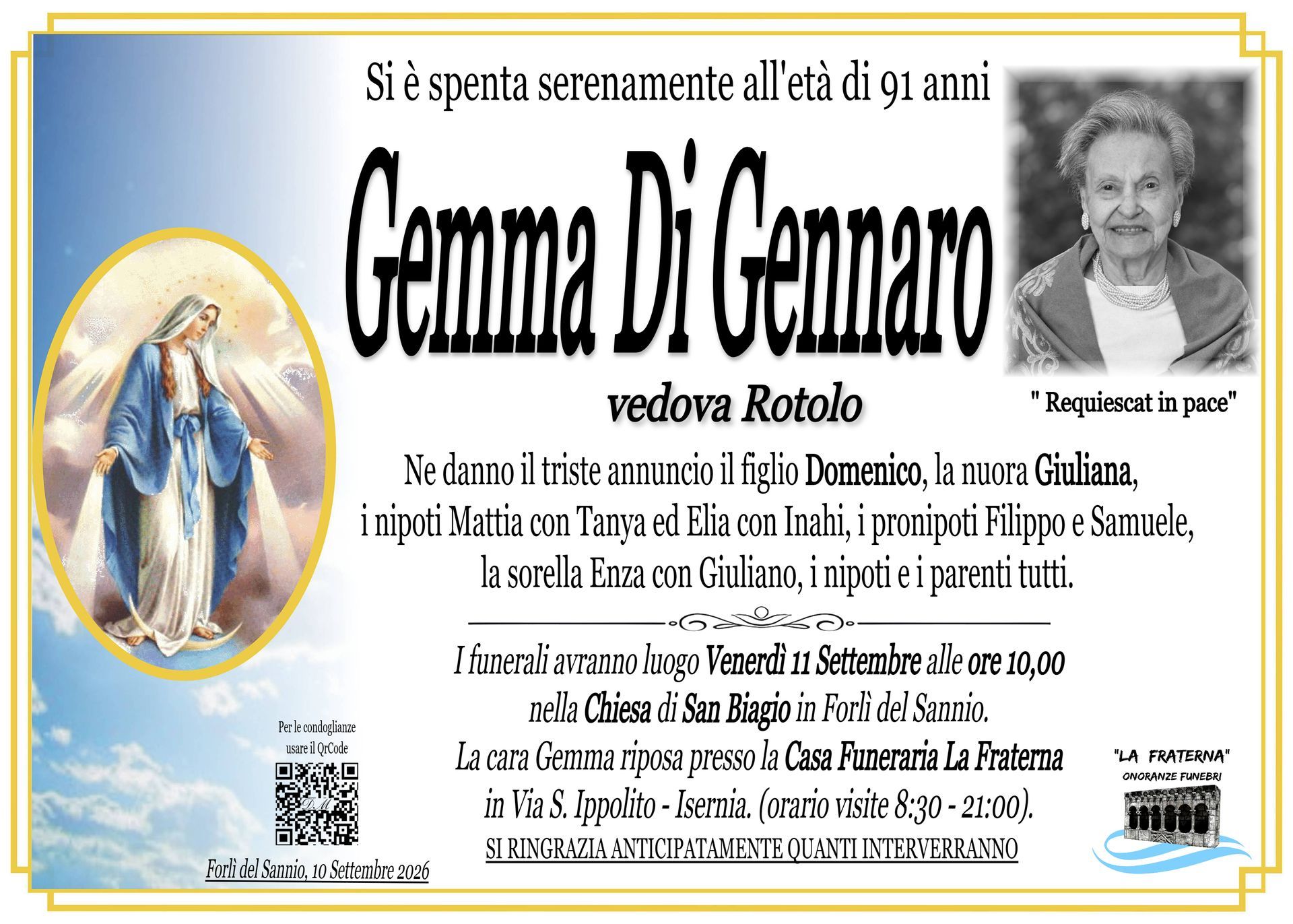 necrologio Gemma Di Gennaro