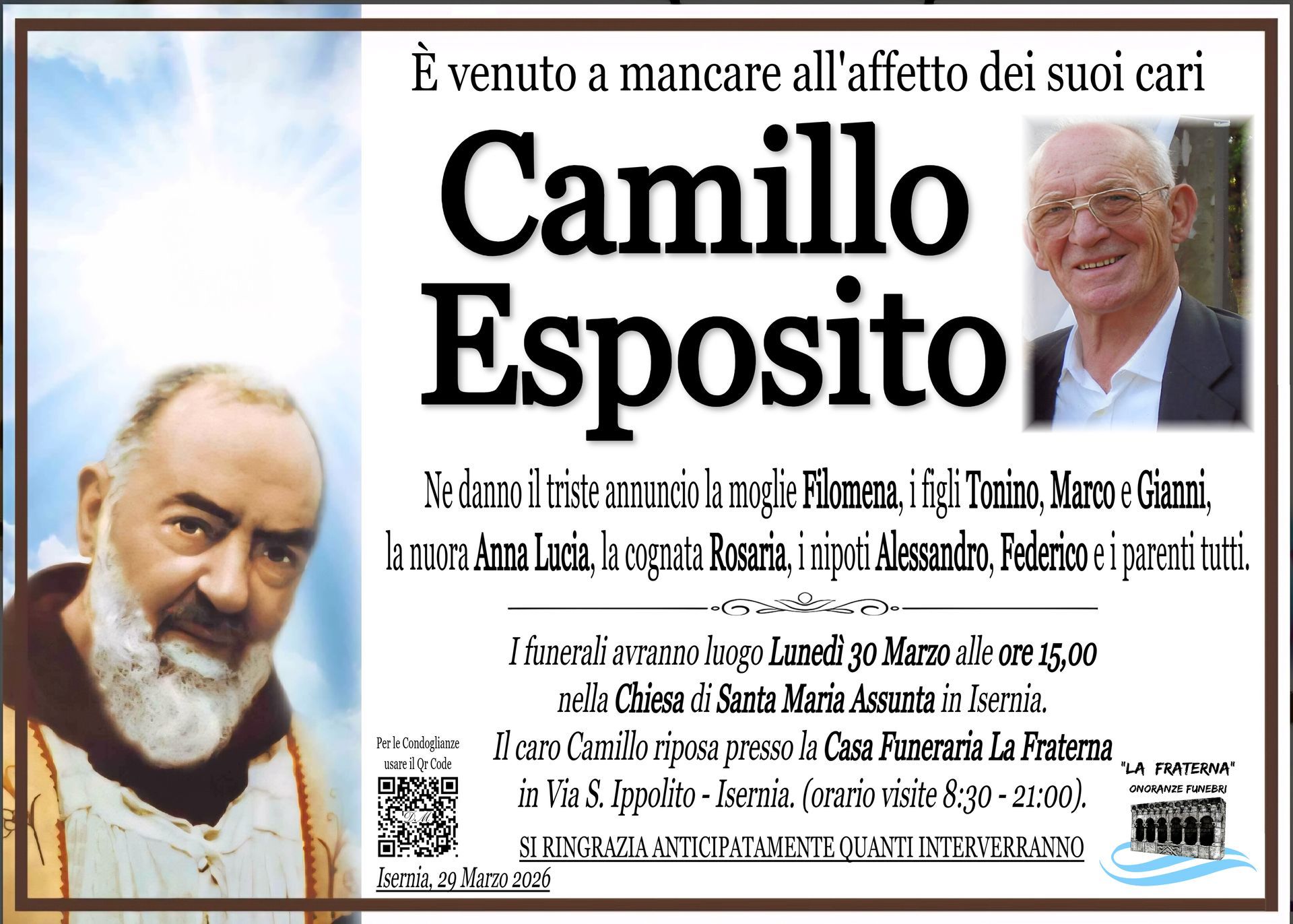 necrologio Camillo Esposito