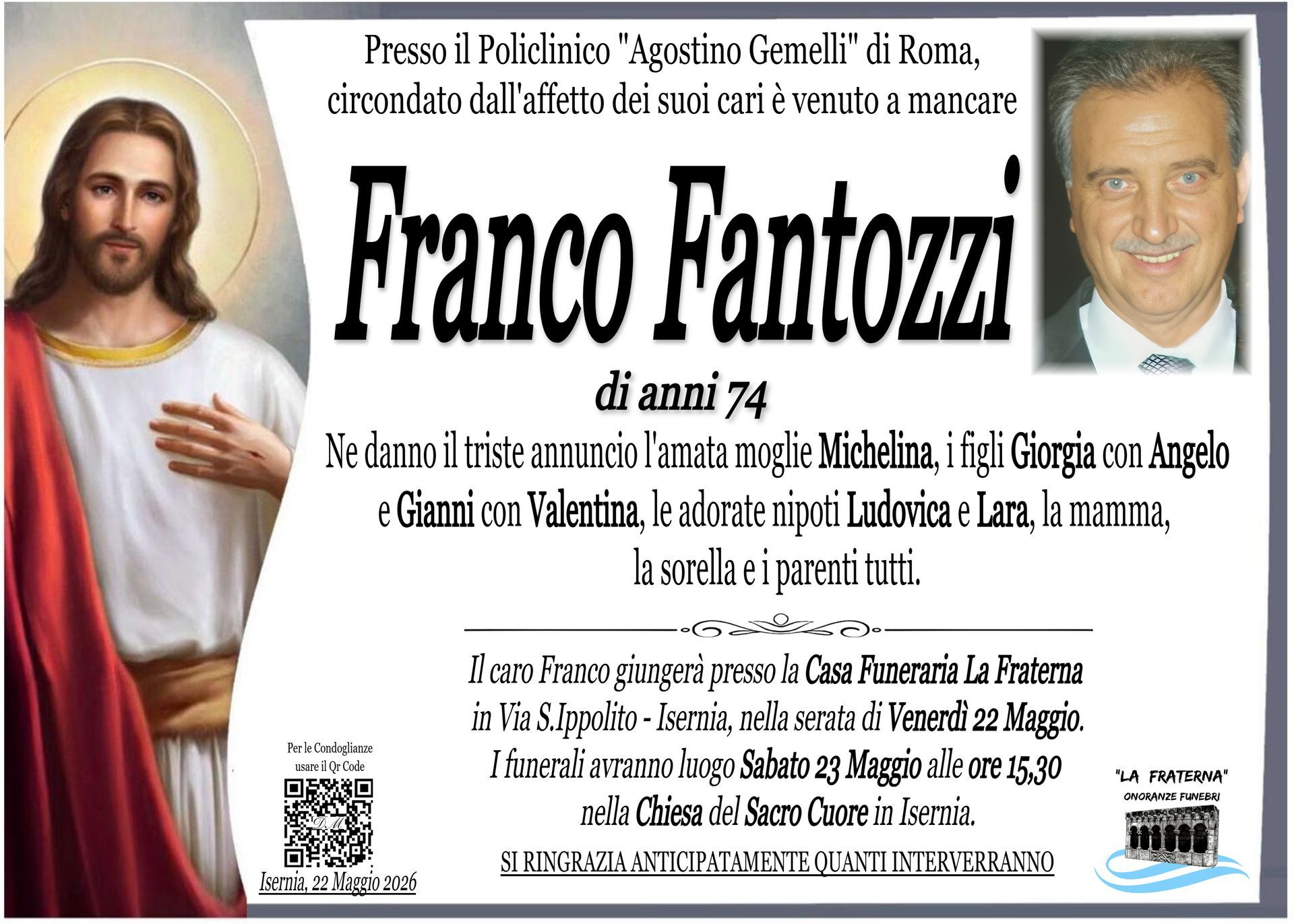 necrologio Franco Fantozzi