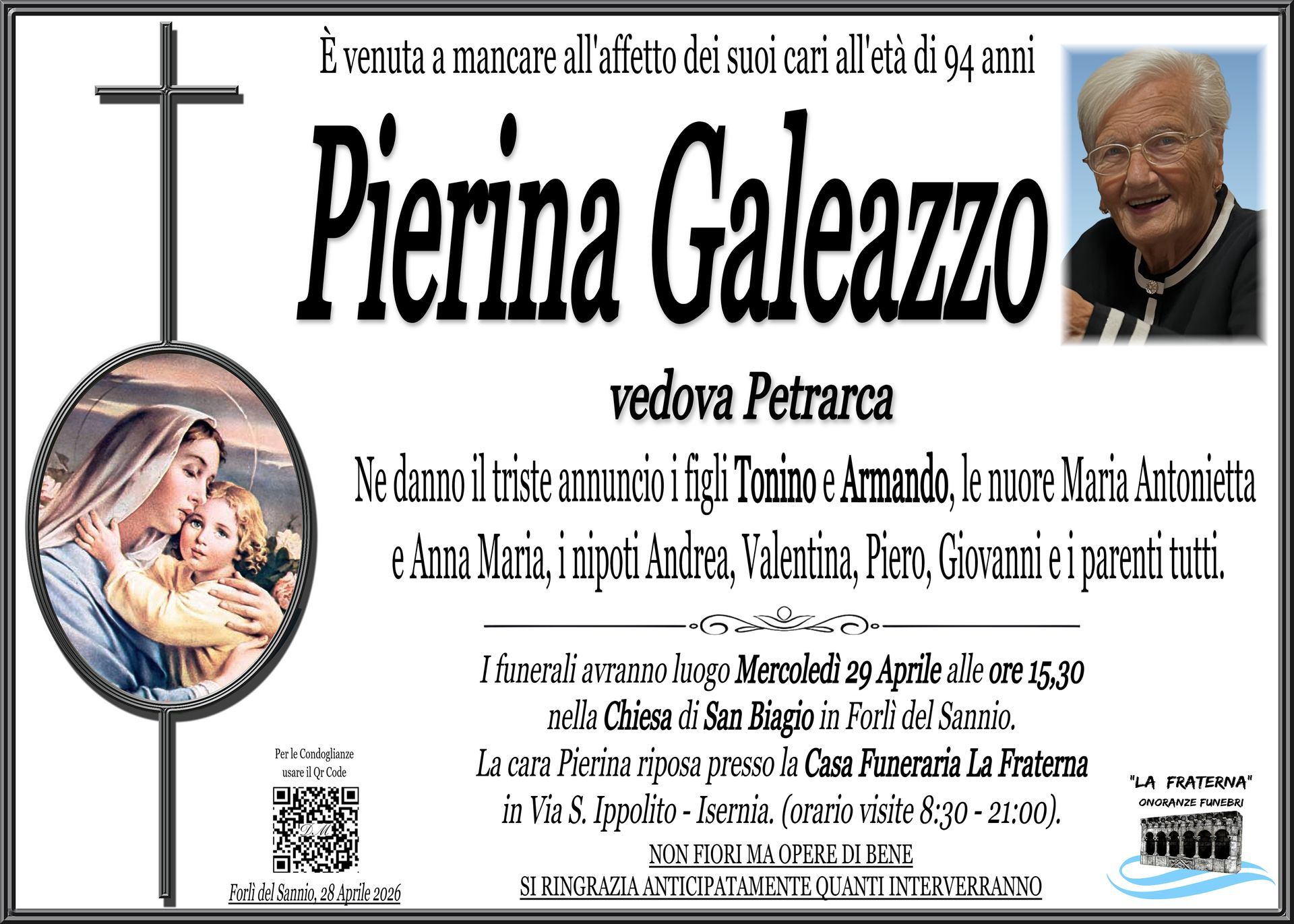 necrologio Pierina Galeazzo