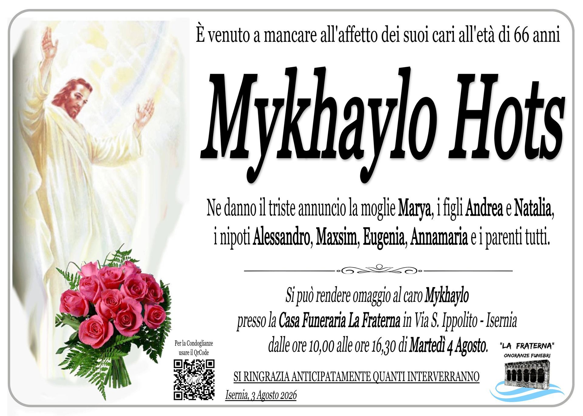necrologio Mykhaylo Hots