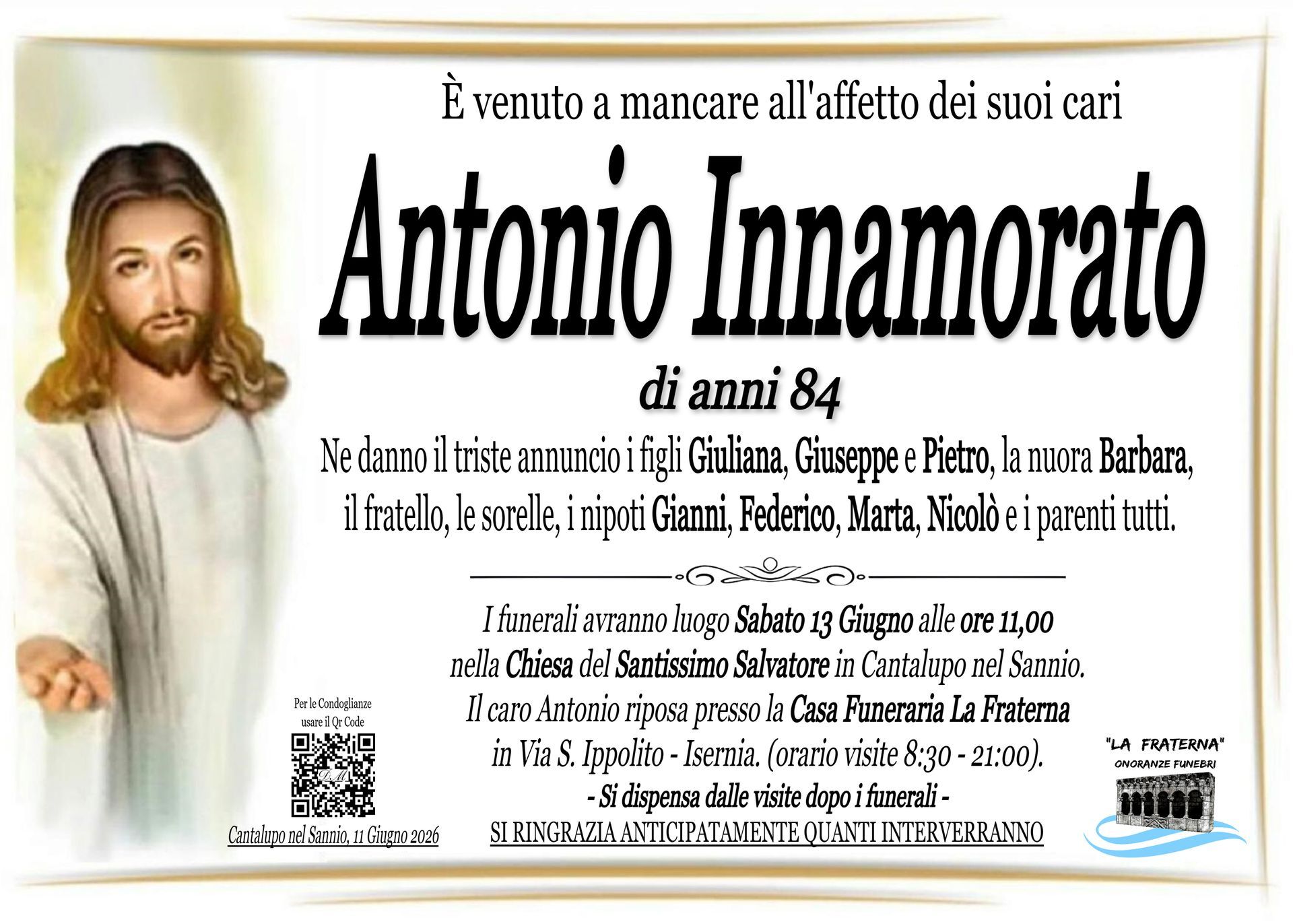 necrologio Antonio Innamorato