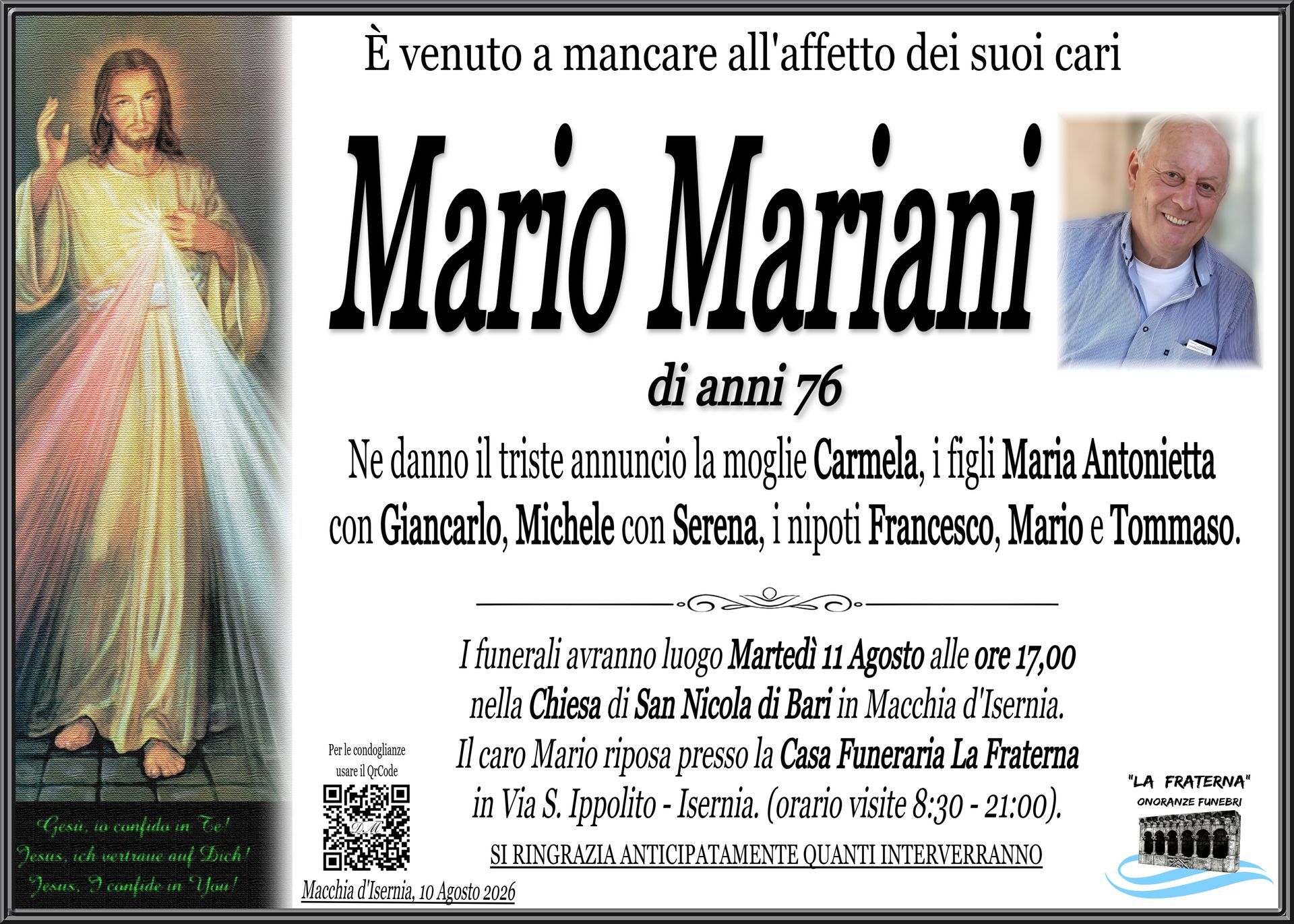 necrologio Mario Mariani