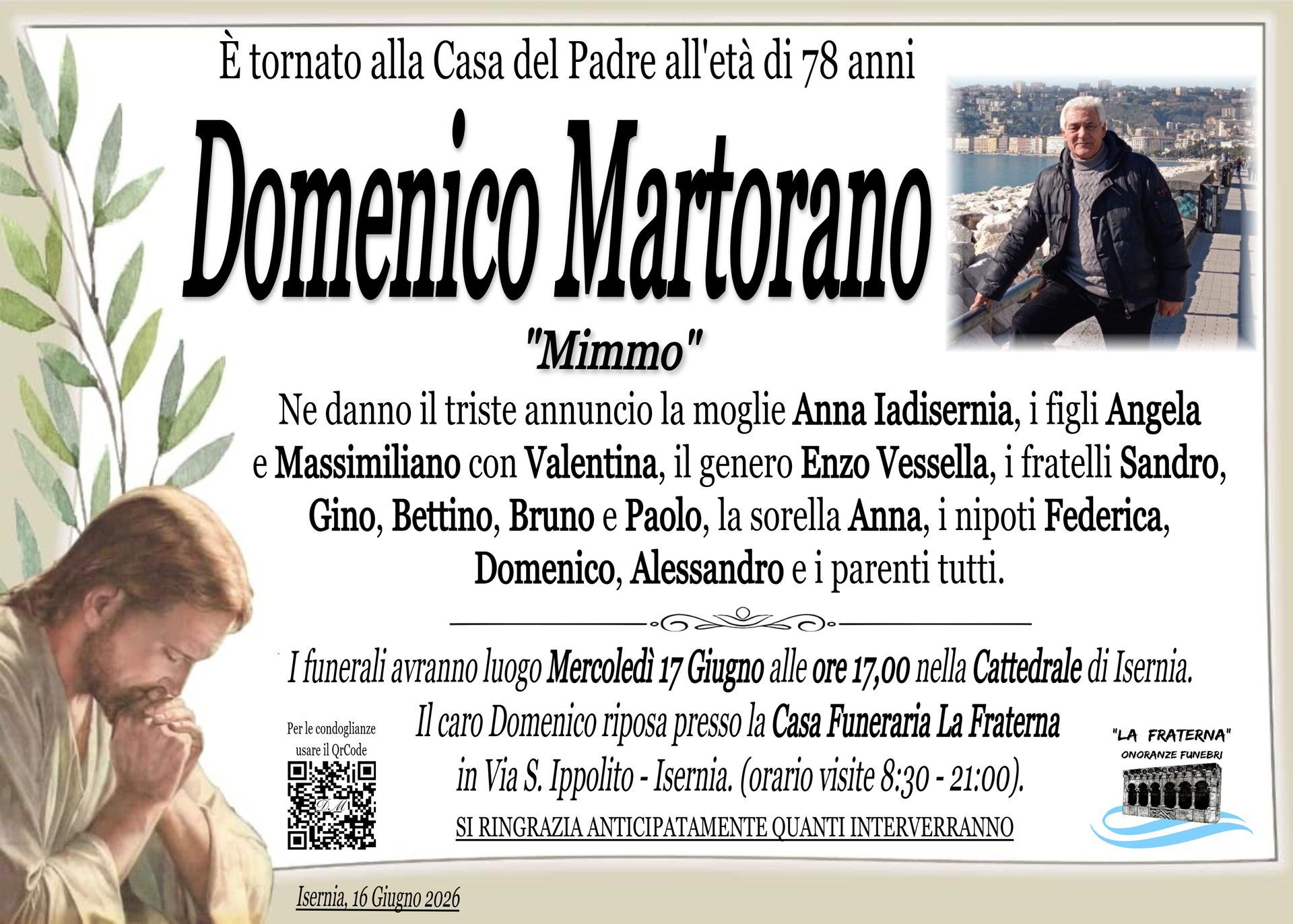 necrologio Domenico Martorano