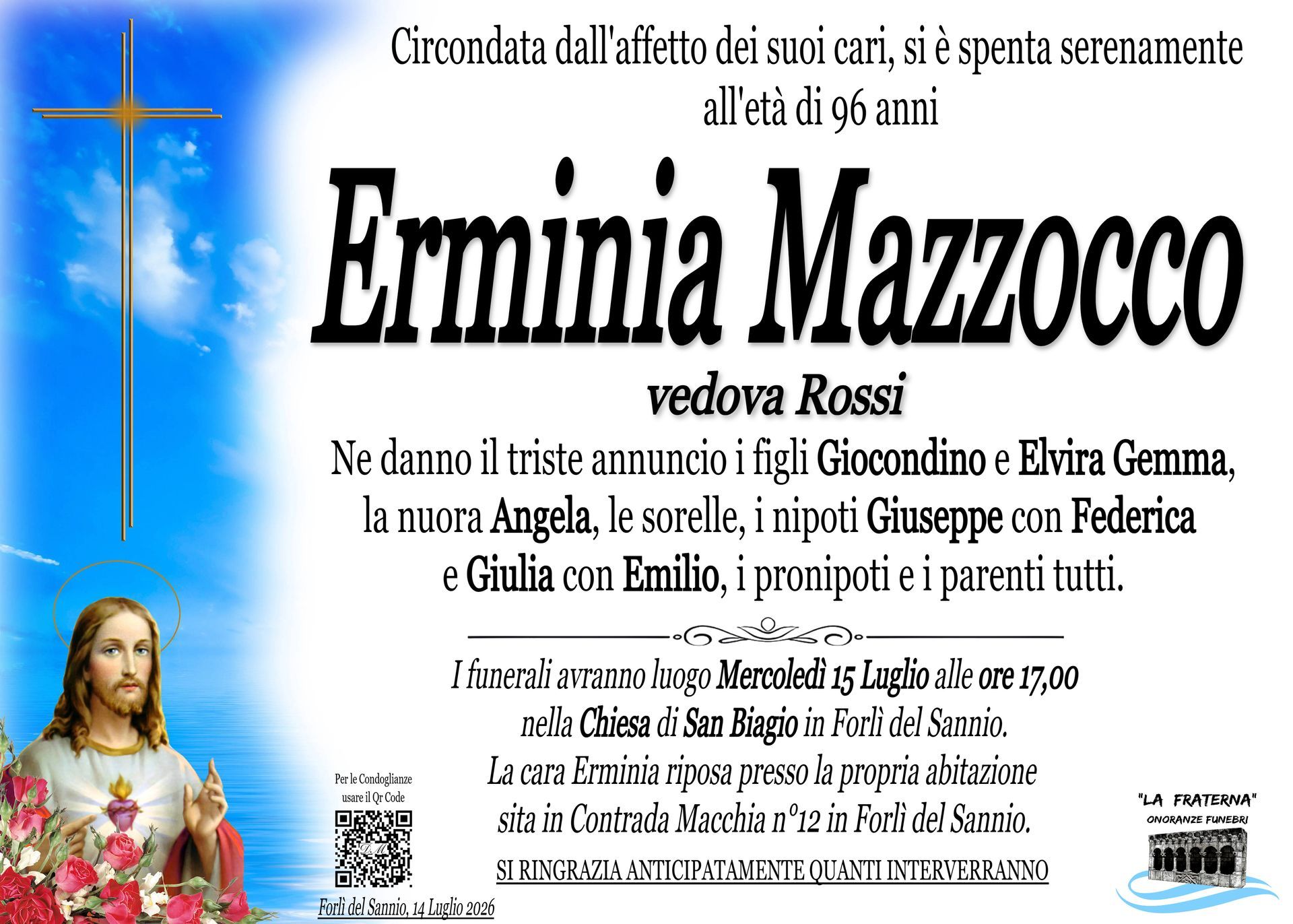 necrologio Erminia Mazzocco