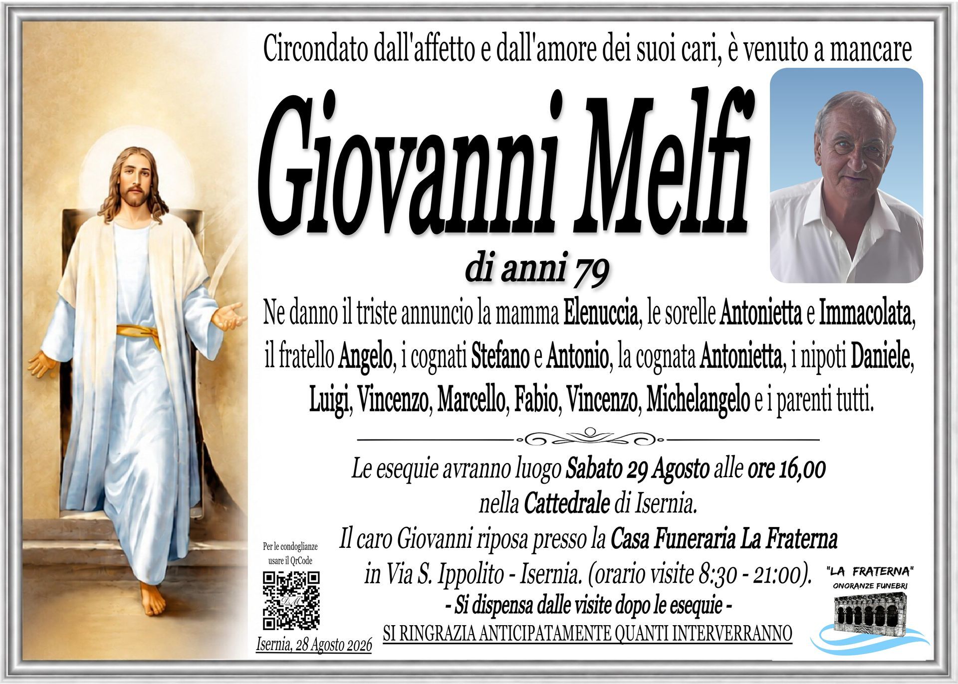 necrologio Giovanni Melfi