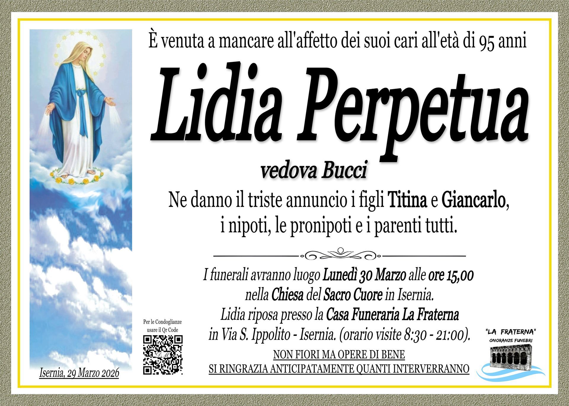necrologio Lidia Perpetua
