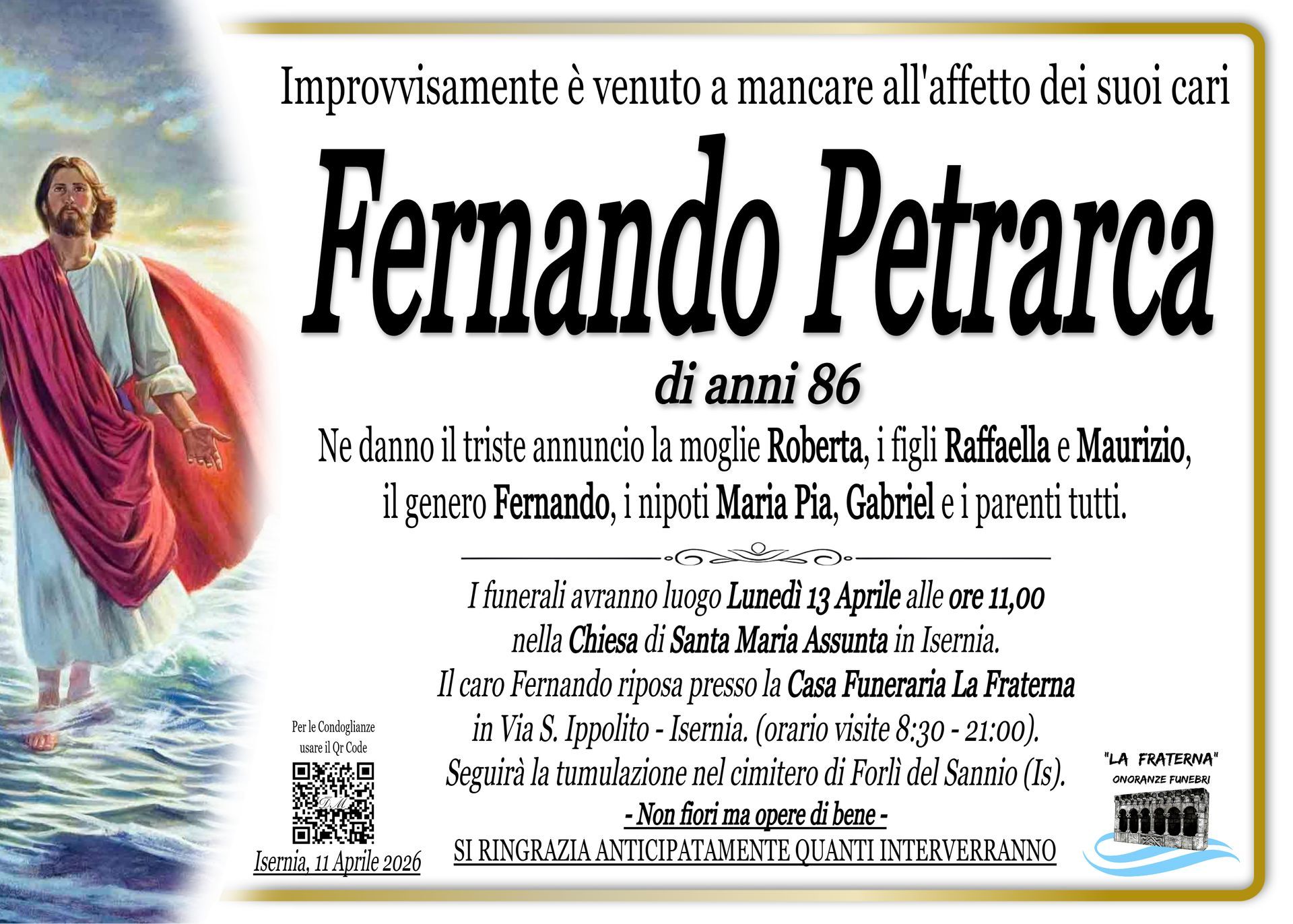 necrologio Fernando Petrarca