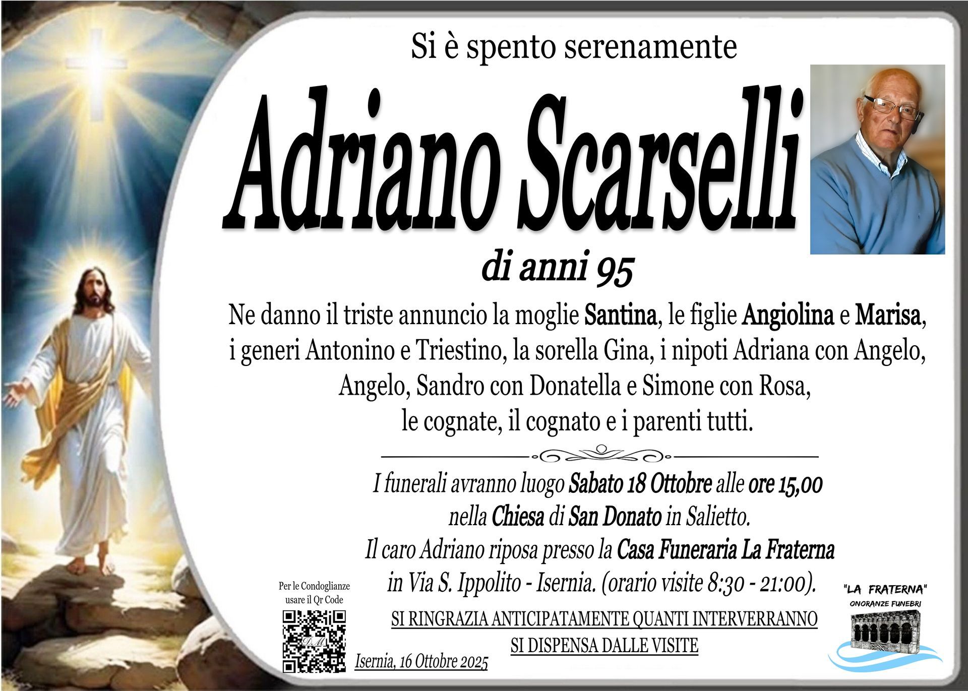 necrologio Adriano Scarselli