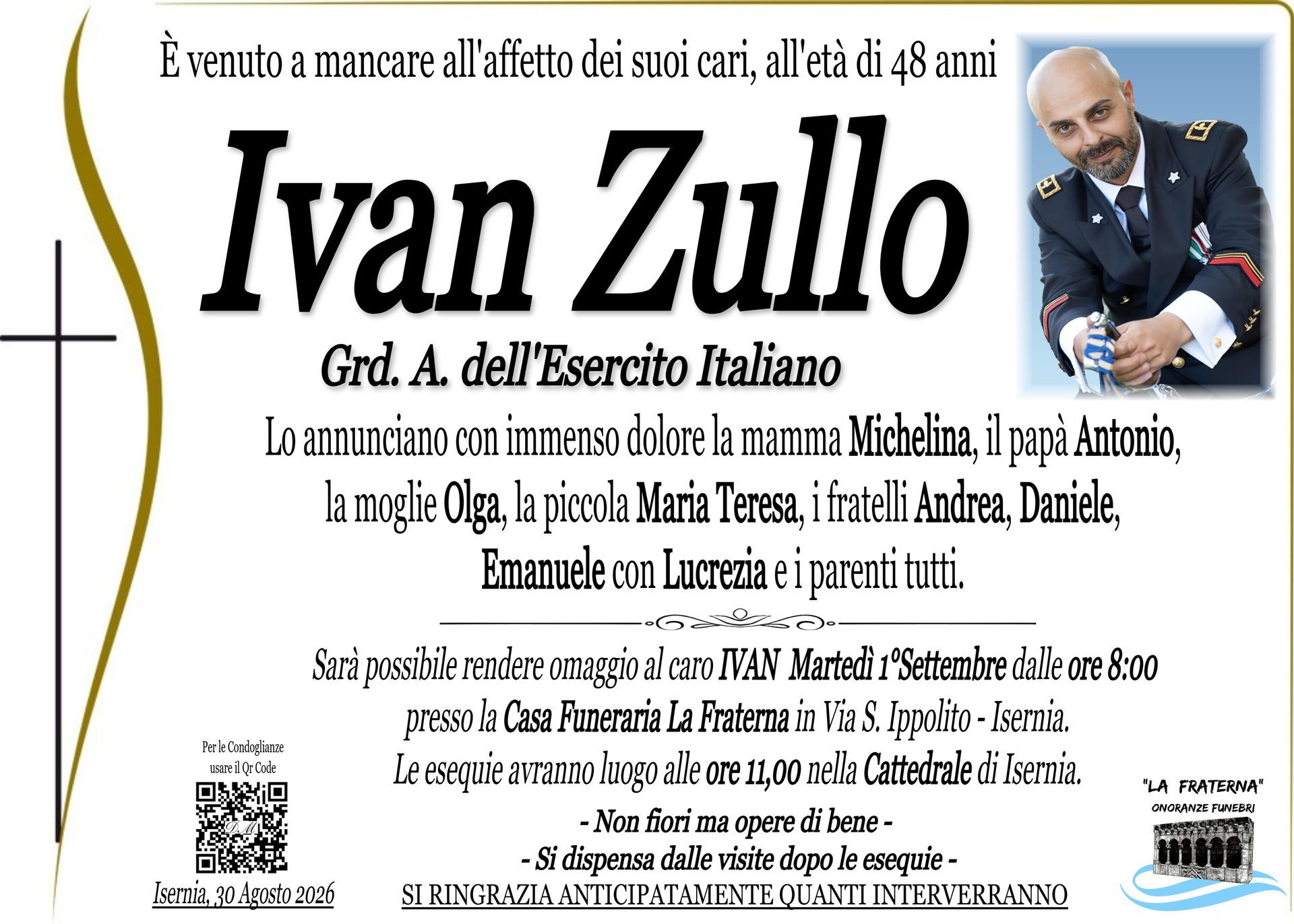 necrologio Ivan Zullo