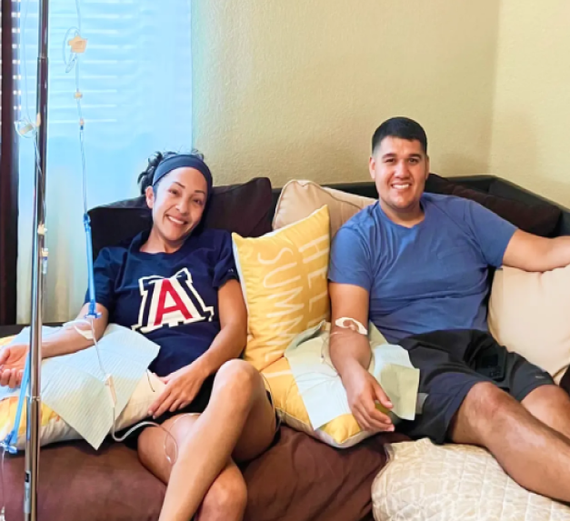 woman and man on IV drips