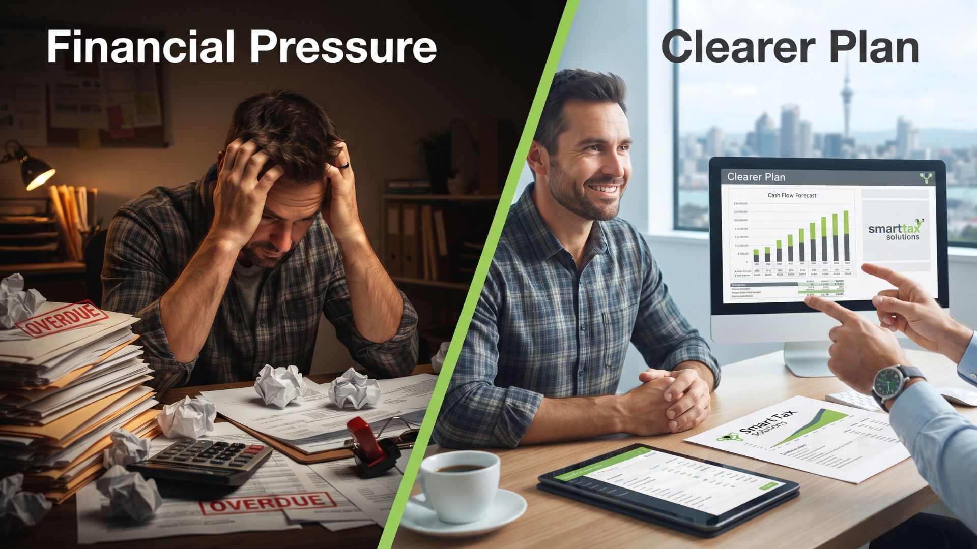 Business owner facing tax and financial pressure before getting professional accounting support.