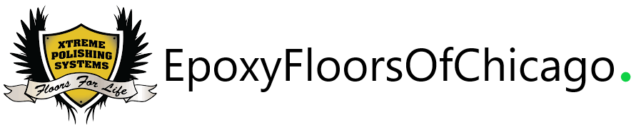 EpoxyFloorsOfChicago logo with black-and-gold emblem and text on white background