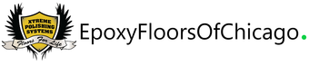 EpoxyFloorsOfChicago logo with black-and-gold emblem and text on white background