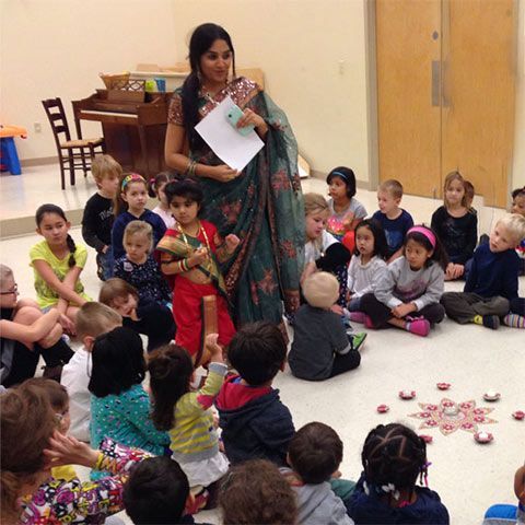 Montessori children during a cultural presentation