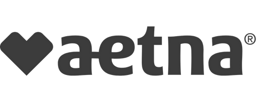 Aetna logo: gray heart followed by the word