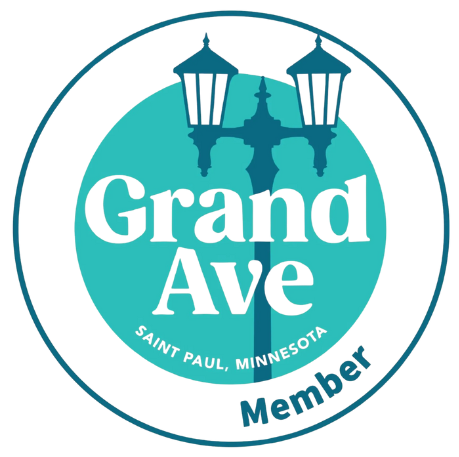 A logo for grand ave in saint paul minnesota