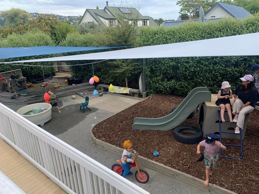 Children enjoying outdoor play area at preschool