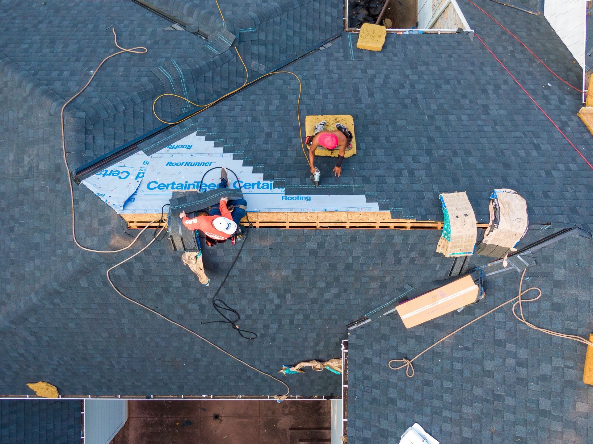 A shingle roof being repaired by O'Toole Roofing in Leesburg, FL