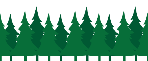 Green pine trees in a snowy forest border pattern