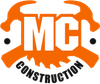 Orange and black MC Construction logo with stylized tools and bold lettering