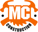 MGC Construction logo in orange and black with stylized building shapes and bold lettering